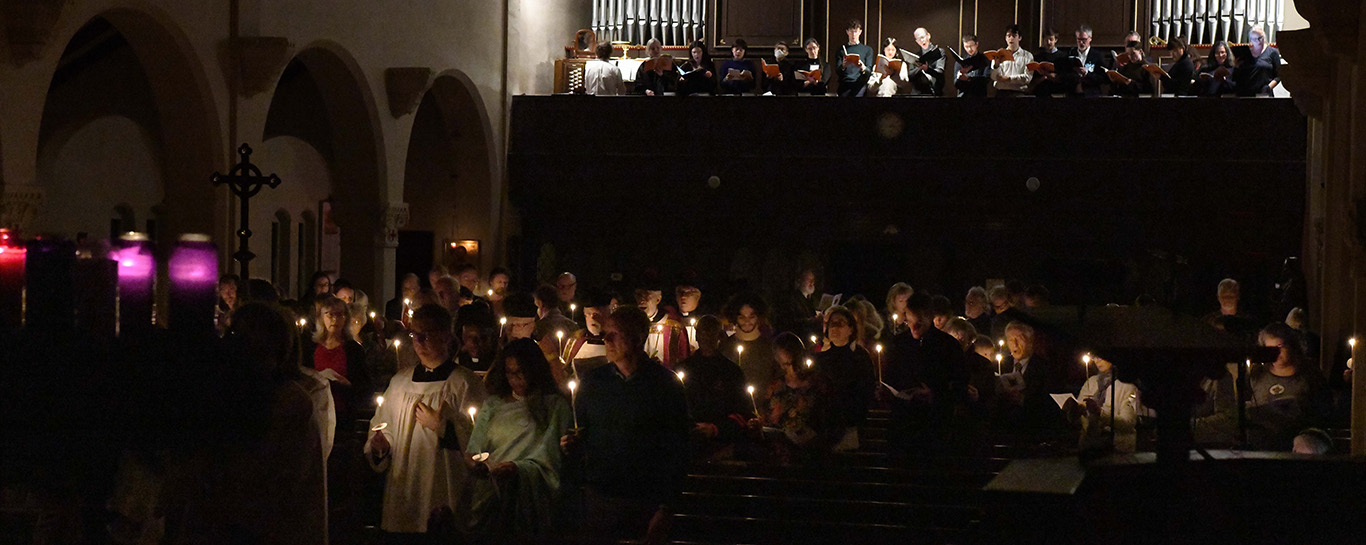 The candlelit procession during the Advent Carol Service