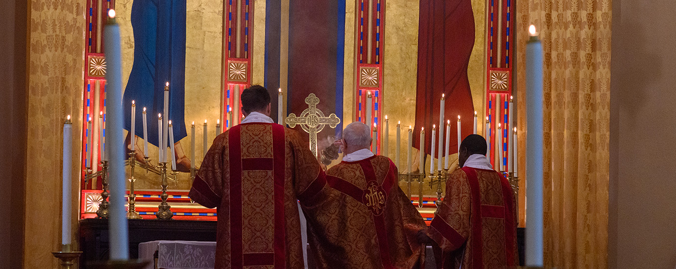 Censing the altar before the Eucharist