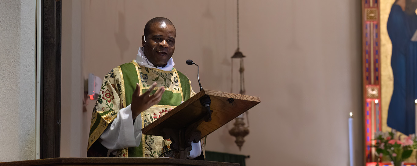 Fr Kwari gives the homily during the fifth Sunday in Trinity