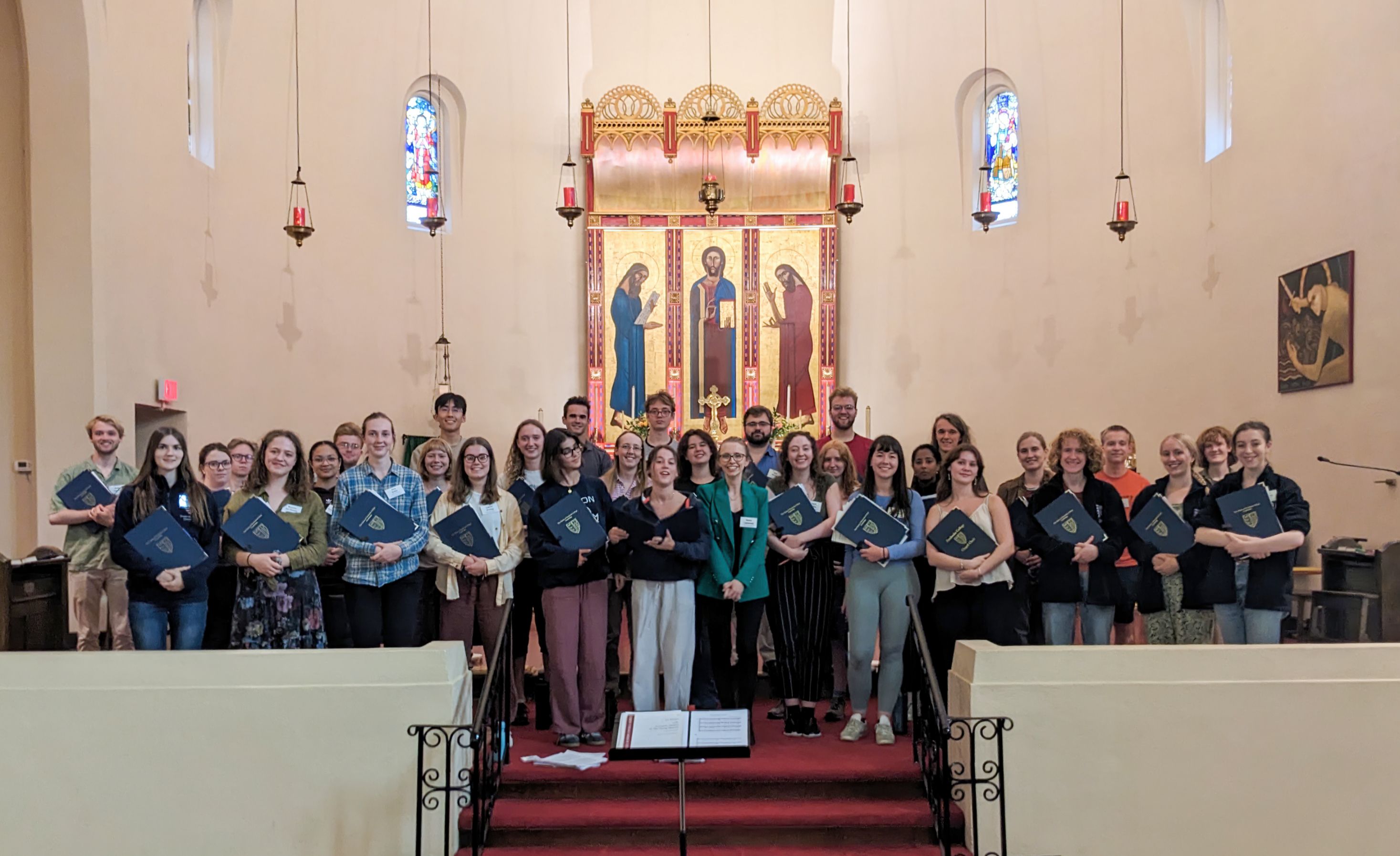 The choir at the conclusion of their two-hour pre-concert rehearsal on Saturday, July 26.