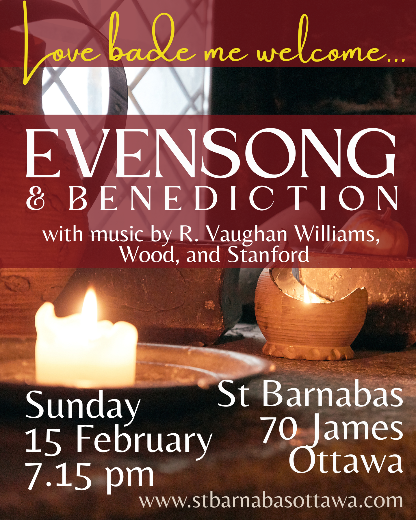 Poster for February 15 Evensong. Details in event description.