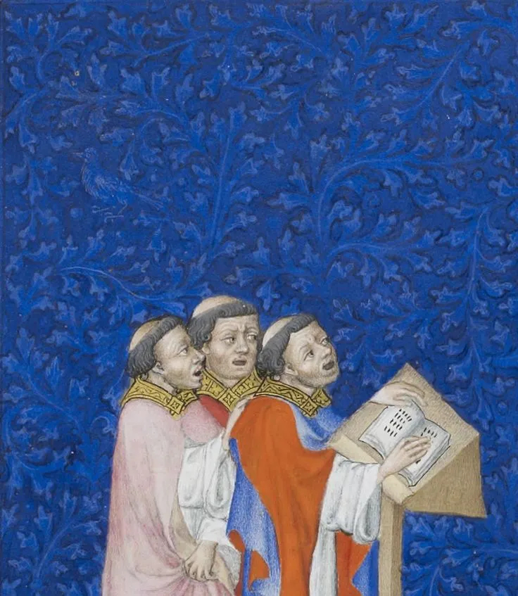 Illustration of three medieval singers