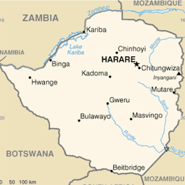 A map of Zimbabwe
