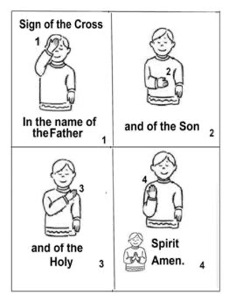 Illustration of a child making the sign of the cross.