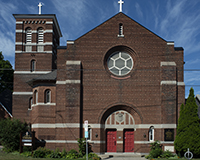 Front of church on a sunny summer morning