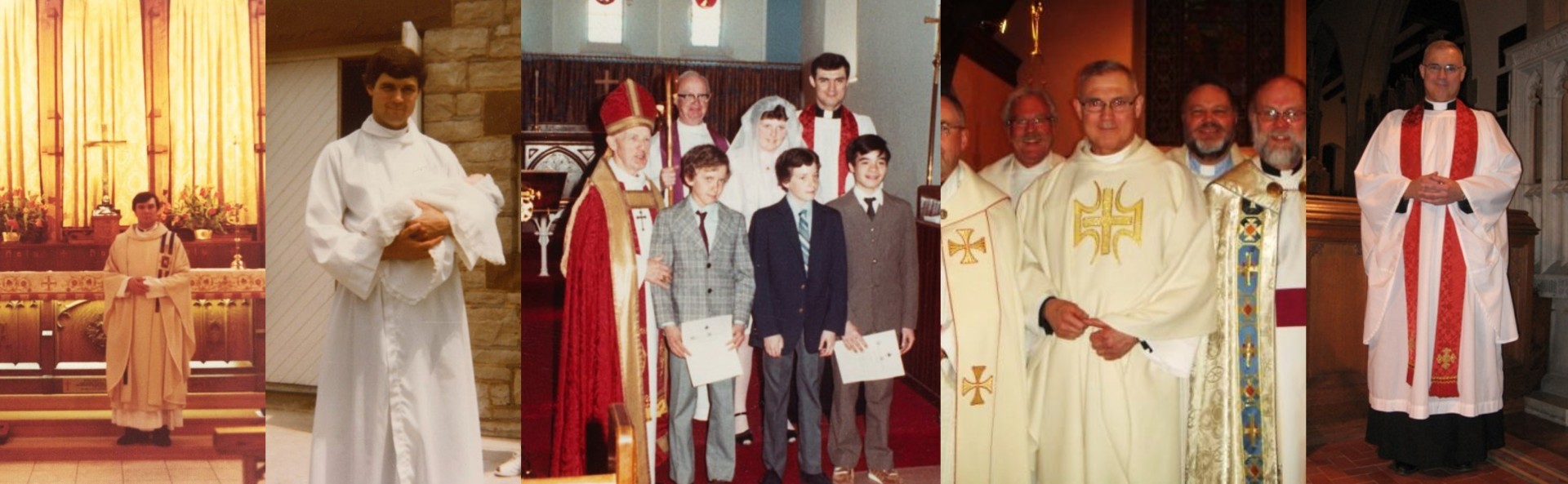 Photos of Fr Roger Young throughout his career.