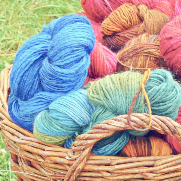 Image of yarn in a basket. 