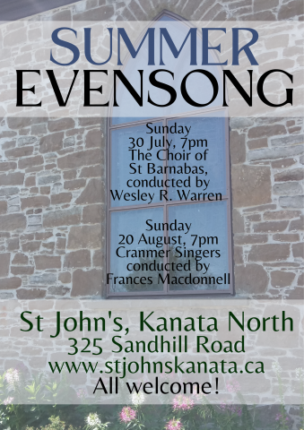 Poster for Summer Evensong at St John Kanata North