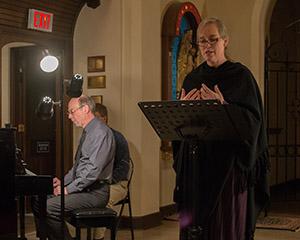 Soprano Elizabeth Brown and accompanist Wesley Warren performing The Confession Stone