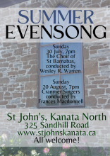 Poster for Summer Evensong at St John Kanata North