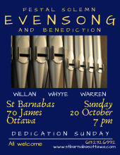 Poster for October 20 Solemn Evensong and Benediction (details in event description)